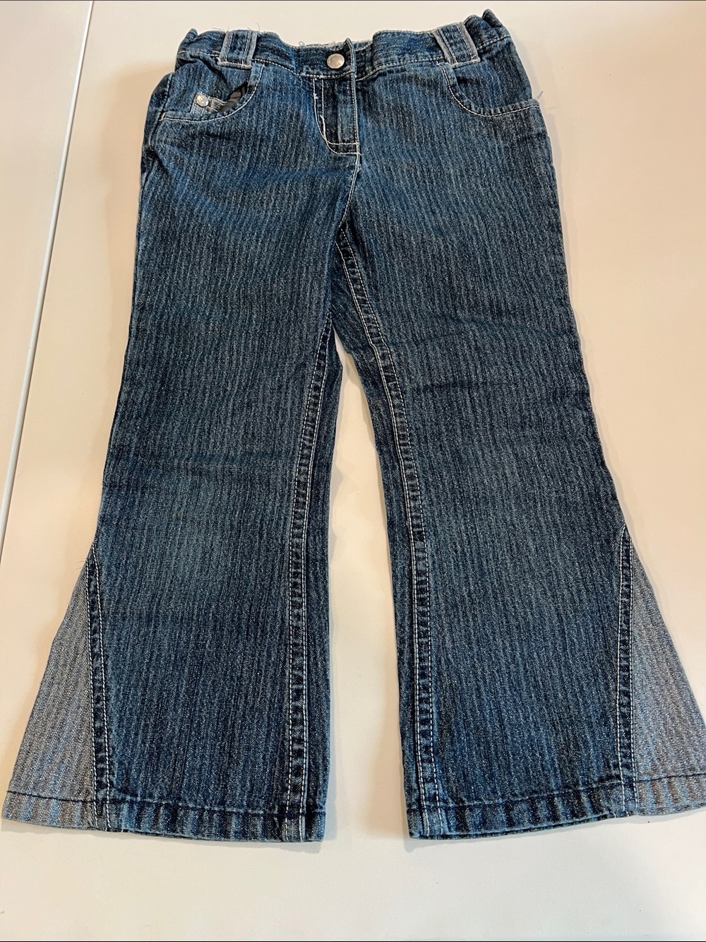 Hanna Andersson Darkโ Blue Girls' Flared Denim Jeans, 100/4t
